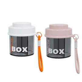 RUIAN 2Pcs Pink+White Portable Pill Bottle Organizer with 4Compartments, Anti-Mixing Design&Wide Openings-Travel-Friendly Food-Grade Pill Container for Pocket, Purse-Double-Lock