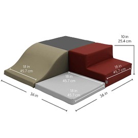 Factory Direct Partners SoftScape Toddler Playtime Square Corner Climber, Indoor Active Playset for Toddlers and Kids, Safe Soft Foam for Crawling and Sliding (4-Piece) - Vintage, 13232-134