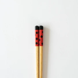 Sunny Life Design 264406 Chopsticks for Kids, Dishwasher Safe, Ladybug, Red, Natural Wood, 7.1 inches (18 cm), Age 8 - 9 Years, Made in Japan