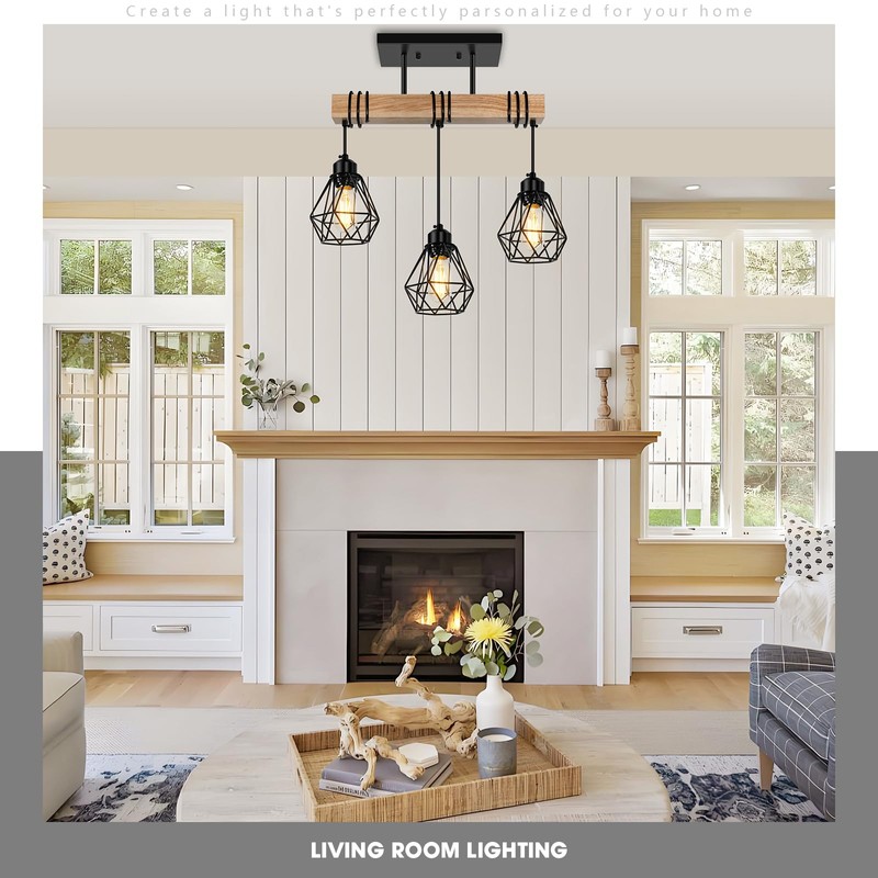 Feanron 3-Lights Farmhouse Dining Room Pendant Light Fixtures Over Table,