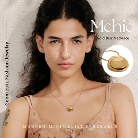 Mchic Silver and Gold Necklace for Women: Dainty Two Tone Circle Pendant Necklace 18K Gold/Silver Plated Snake Chain Hypoallergenic Silver Necklace for Women Jewelry Gift, Stainless Steel, No Gemstone