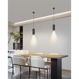 BOYIR Pendant Light Modern Cylinder Black Pendant Lamp 15 cm Height Adjustable Aluminium Chandelier with GU10 Socket Max. 60 Watt Pendant Lamp Ceiling Light for Living Room Bedroom