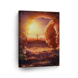 Smile Art Design The Crucifixion and Resurrection of Jesus Christ Canvas Wall Decor Print Religious Family Room Home Decor Wall Art Christian Art Ready to Hang - 12x8