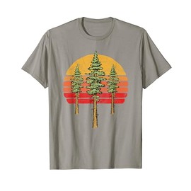 Retro Sun & Three Minimalist Redwood Trees Graphic T-Shirt