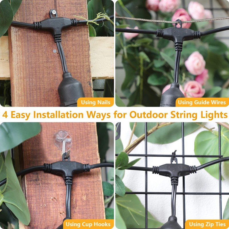 Mlambert 96Ft(2x48ft) 3-Color in 1 48Ft LED Dimmable Outdoor String