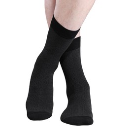 YUEDGE Basic Mens Socks Classic Black Business Dress Socks For Men 9-12 UK, Breathable Cooling Anti Sweat Bamboo Socks Casual Work School Everyday Socks, 5 Pairs