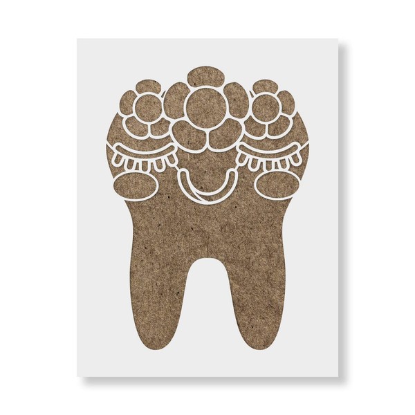 Tooth with Flower Crown Stencil - Stencils for Wood, Wall