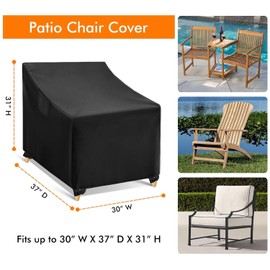 WLEAFJ Outdoor Chair Covers Waterproof, Black Lawn Patio Furniture Covers, Heavy Duty Wicker Garden Sofa Chair Cover, 2 Pack - 30" W x 37" D x 31" H
