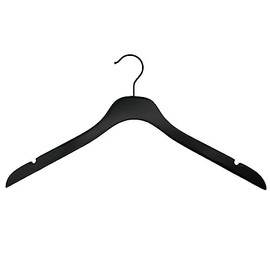17” NAHANCO Slimline Wooden Shirt/Dress Hanger - Low Gloss Black W/Black Hook