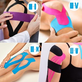 6 Rollos de Cinta de Kinesiología, Cinta Deportiva Resistente al Agua（3Pcs 5cm*5M 3Pcs 2.5cm*5M) Cinta Respirable Deportiva,Bueno para el Gimnasio, Fitness, Correr, Tenis, Baloncesto