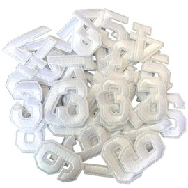 WILDREEDS 40 Pcs Numbers Patch, Number 0-9 Embroidered Patches with Ironed Adhesive, DIY Iron Patches for Shirts Jackets Hats Jeans Shoes Bags (White)