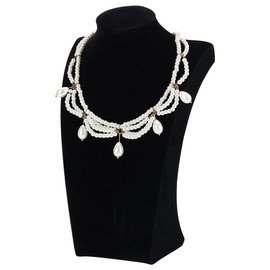 FINGERINSPIRE Jewelry Bust Necklace Display Stand 25cm Height Black Velvet Necklace Display Holder Wood Necklace Bust Stand Chain Jewelry Organizer Easel for Home Use or Store Shop Show