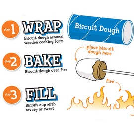 Wolf'em Marshmallow Roasting Stick with 2 Attachments - Campfire Pie, S'More, and Hot Dog BBQ Roaster with Easy Spin Handles