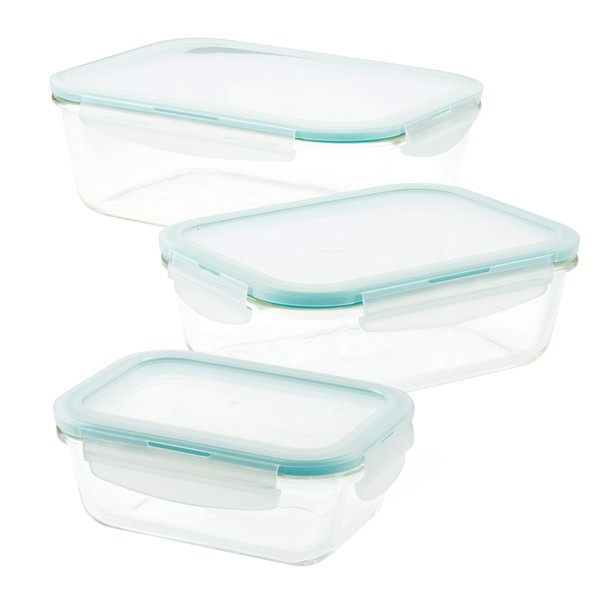 LocknLock Purely Better Glass Food Storage Container Set, 6 Piece, Clear