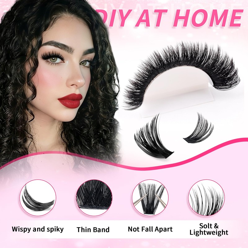 Lash Extension Kit 610Pcs Natural Fluffy DIY Individual Lashes Clusters