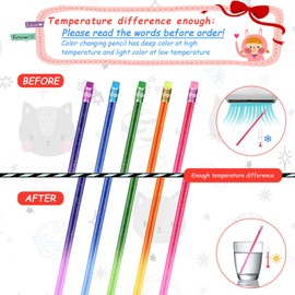 Color Changing Pencils Mood Pencil with Eraser Glitter Wooden Pencils Heat Activated Color Changing Pencils for Kids Thermochromic Metallic Pencils Assorted Colors (60 Pieces)