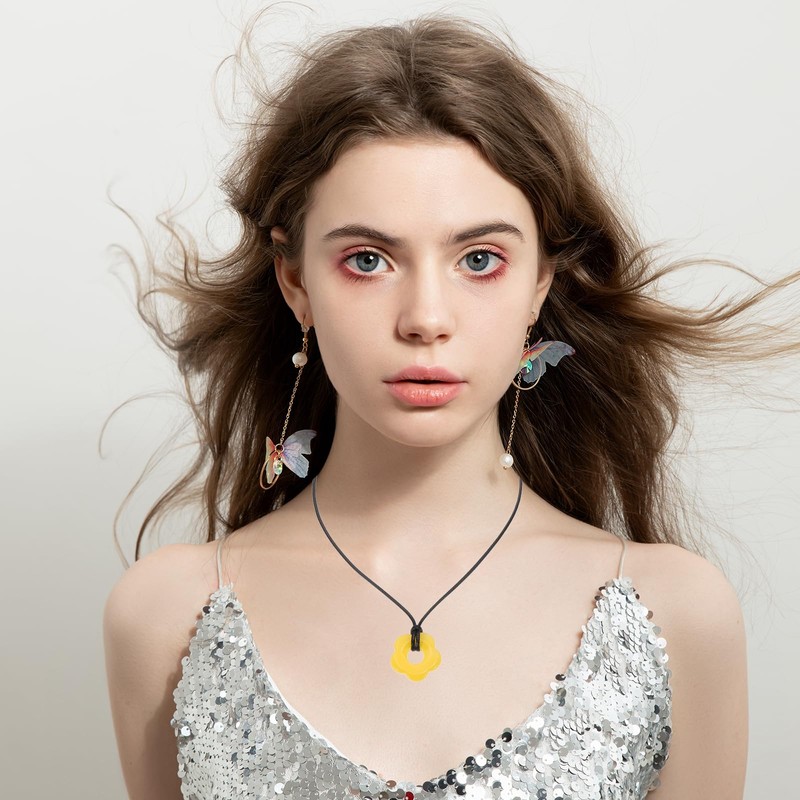 PATIKIL Flower Charms, Acrylic Flower Pendant Necklace Adjustable Chokers String