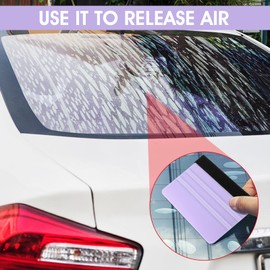 2Pcs Vinyl Squeegee Tool Felt Edge Squeegee Decal Squeegees Remove Bubbles, 4 Inch Felt Squeegees Vinyl Scraper Tool (Purple&Green)