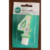 Wilton Polka Dots Numeral 4 Green Candle