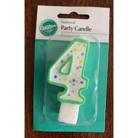 Wilton Polka Dots Numeral 4 Green Candle