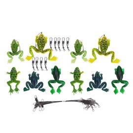 10pcs Soft Frog Fishing Bait,Artificial Frog Fishing Bait Lure Hook Set Anti-bite Wire Connector Fishing Accessories Kit