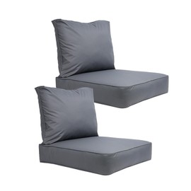 Covers & All Outdoor Seat Cushion Set (Seat + Back) for Patio Furniture, Pack of 2, Water Repellant Replacement Chair Cushions (Charcoal Gray, 28.5"x28.5"x5" Seat & 28.5"x19" Back)