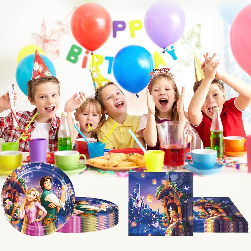 40pcs Rapunzel Birthday Party Supplies Pack Includes，for Rapunzel party supplies
