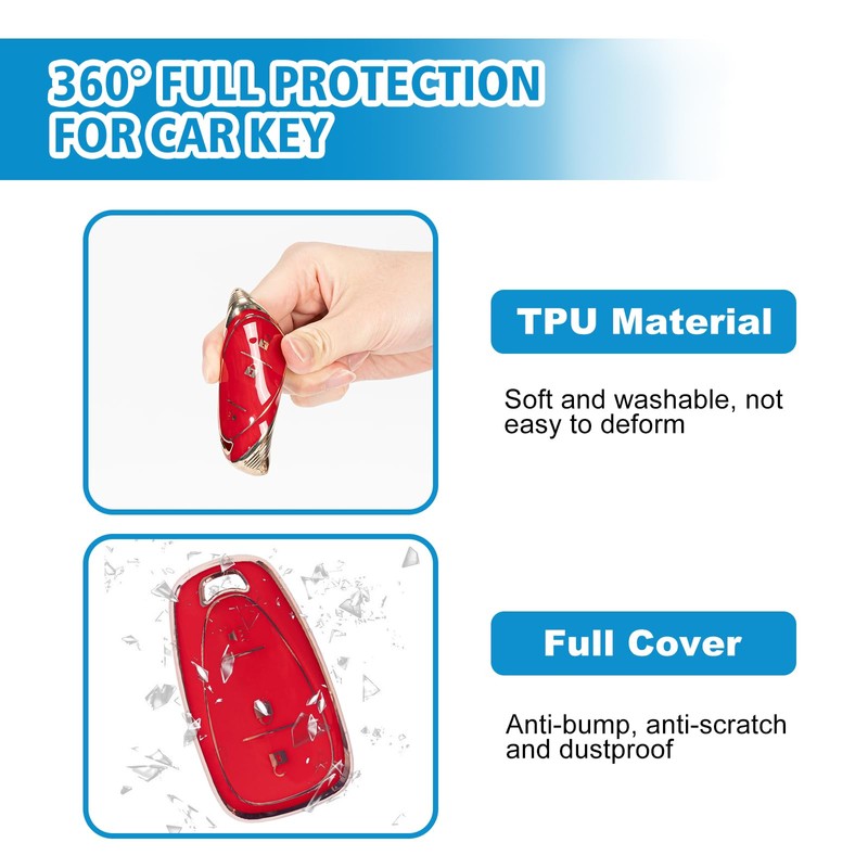 Rislobx 3 Button Key Fob TPU Shell for Chevy, Key