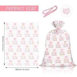 WRAPAHOLIC 56" Large Baby Boy Plastic Gift Bag - Adorable Pink Elephant with Baby Girl Lettering Design for Baby Shower, Kids Birthdays, Parties, Celebrating, or Any Occasion - 56" H x 36" W