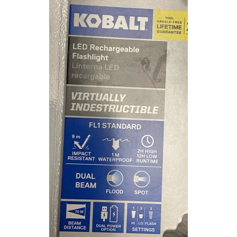 Kobalt Rechargeable 700 Lumen LED Flashlight Waterproof Drop Proof -