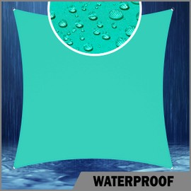 ShadeMart 8' x 12' Turquoise Waterproof Shade Sail Sun Shade Sail Rectangle Custom Size Water Resistant Canopy Awning Shelter, 95% UV Blockage for Outdoor Patio Garden Carport