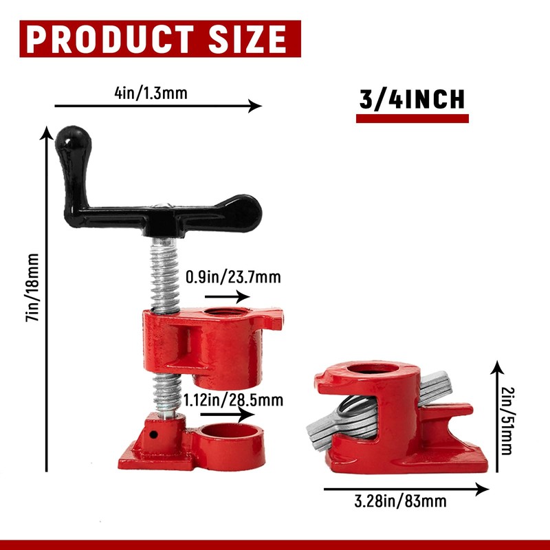 Pipe Clamps 3/4 inch Pipe Clamps for Woodworking Heavy Duty