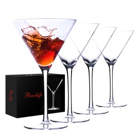 Handblown Crystal Martini Glasses Set of 4-9.5 oz Coupe Glass Set with Stem - Elegant Cocktail Glasses for Bar, Margarita, Cosmopolitan, Manhattan, Gimlet - Unique Gift for Mother’s Day