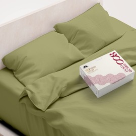 MAYFAIR LINEN 100% Egyptian Cotton Sheets Twin XL Size - 800 Thread Count 3 PC Twin XL Sheet Sets Cotton, Silky Soft College Dorm Sheets Twin XL Set, 16" Deep Pocket Luxury Cooling Sheets - Sage Green