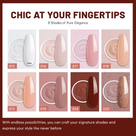 Aokitec Valentine's Day Dip Powder Nail Kit Starter with Dip Build Powder, White Nude Pink Brown Giltter 8＋1 Colors Dipping Powder Liquid Set with Base/top Gel Activator for Nail Manicure Salon Gift