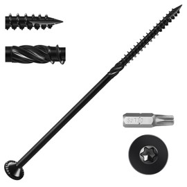 BNUOK Deck Screws #14 x 6 inch, (56pcs) 2.5lb Heavy Duty Outdoor Wood Screws,Black Rust Resistant Epoxy Coated,Torx Drive Head,with T30 Star Bit