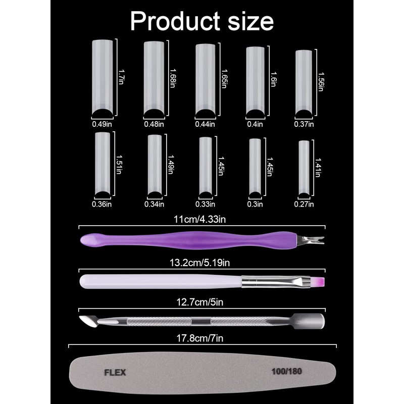 EBANKU Pack of 500 Clear False Nails Tips, Extra Long