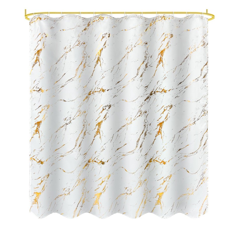 Glawry White Gold Marble Shower Curtain Abstract Crack Texture Geometric