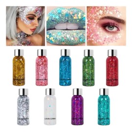 9pz Body Glitter Maquillaje Cabello Cuerpo Brillos Colores Color