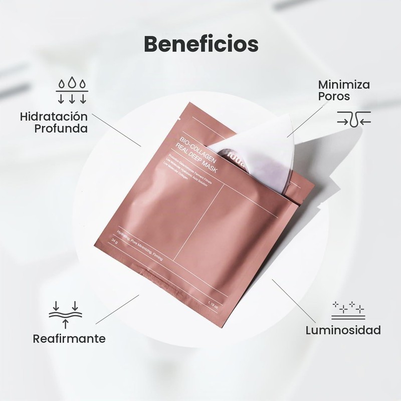 Beauty Bio Máscara de Colágeno, Paquete de 12 Piezas, Hidratante