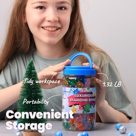 Entervending Acrylic Gems - Acrylic Diamond Rings - Vase Filler - 1.15 LB Jar - Fake Jewels - Assorted Color Plastic Gemstones for Kids - 30 mm Plastic Gem - Table Scatters Crystals - Aquarium Jewels