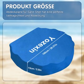 Yozexin Sand Shell Cover 100 x 15 cm, Sand Shell Round Tarpaulin Waterproof Protective Cover with Lid Sandpit Shell for Water Shells and Sand (Blue)