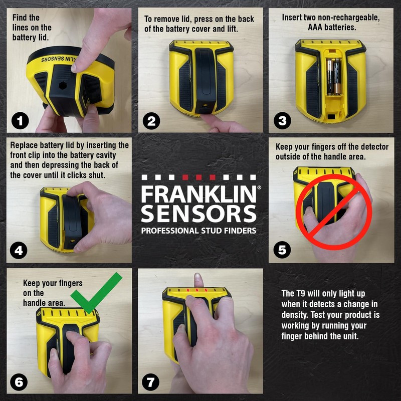 Franklin Sensors ProSensor T9 Stud Finder with 8-Sensors, Wood &