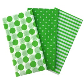 Flexicore Packaging | Pin Stripe & Polka Dot Gift Wrap Tissue Paper | Size: 15 Inch X 20 Inch | Count: 30 Sheets | Color: Bright Green | DIY Craft, Art, Wrapping, Decorations