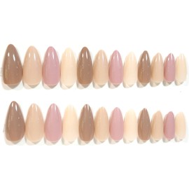 Shades Of Nude Glossy Almond Press-On Nails - 24 Pieces - Artificial Nail Kit