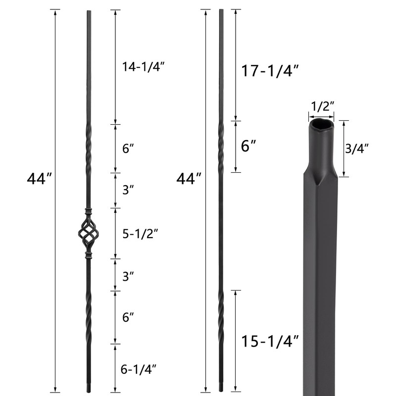 Vilstomes Wrought Iron Balusters, 10 Pack Metal Deck Spindles, 1/2"