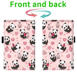 Server Books for Waitress, with 7 Large Pockets, Waiter Serving Book, Waitstaff Server Order Pads, Cute PU Leather Server Book with Pen Holder Fit Server Apron, Pink Strawberry Panda