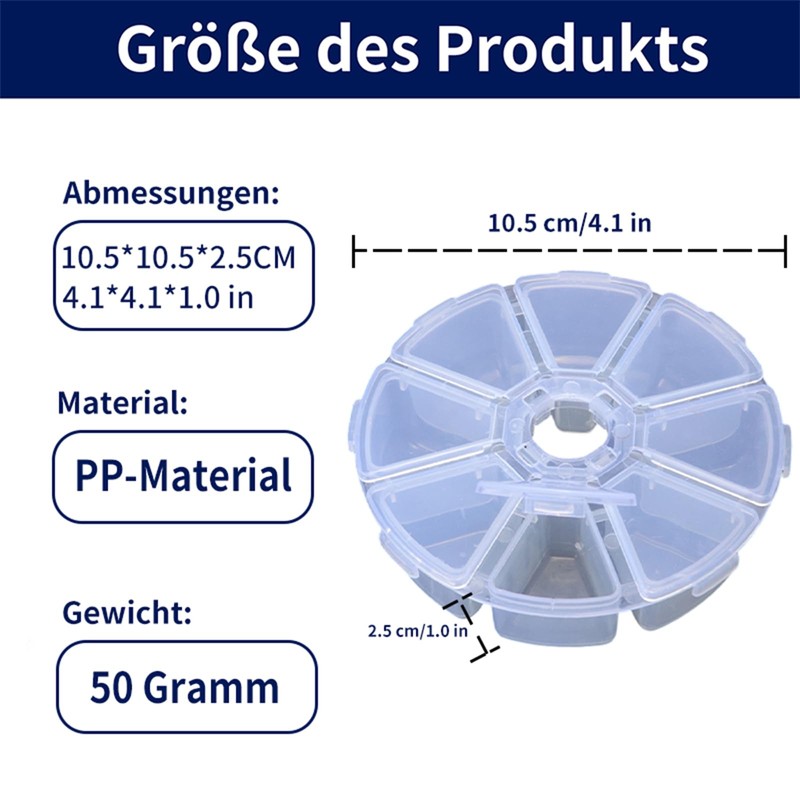 hurifeng 8 Compartment Storage Box - Round Plastic Sorting Box