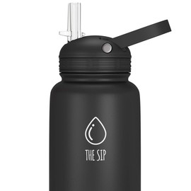 The Sip Straw Lid for Vacuum Insulated Wide Mouth Water Bottles, 2 Lids, 4 Straws and 2 Brushes Pack