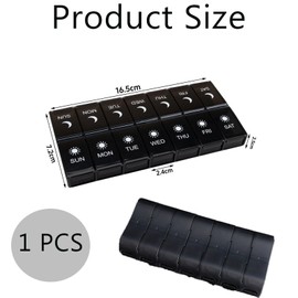 Pill Organiser 2 Times a Day,Pill Box Organiser，Pill Box 7 Day 2 Times a Day for AM PM, Daily Tablet Organiser for Meds,Vitamin, Fish Oil, Supplements, Detachable(Black)